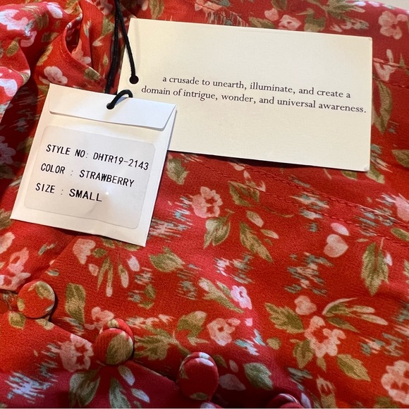 DEVINE HERITAGE NWT Short Sleeve Ruffle Dress in Strawberry Ditzy Floral - Picture 7 of 8